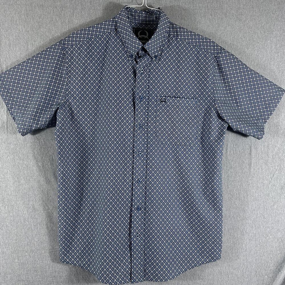 Cinch Men's Medium Blue Geometric-print button down shirt